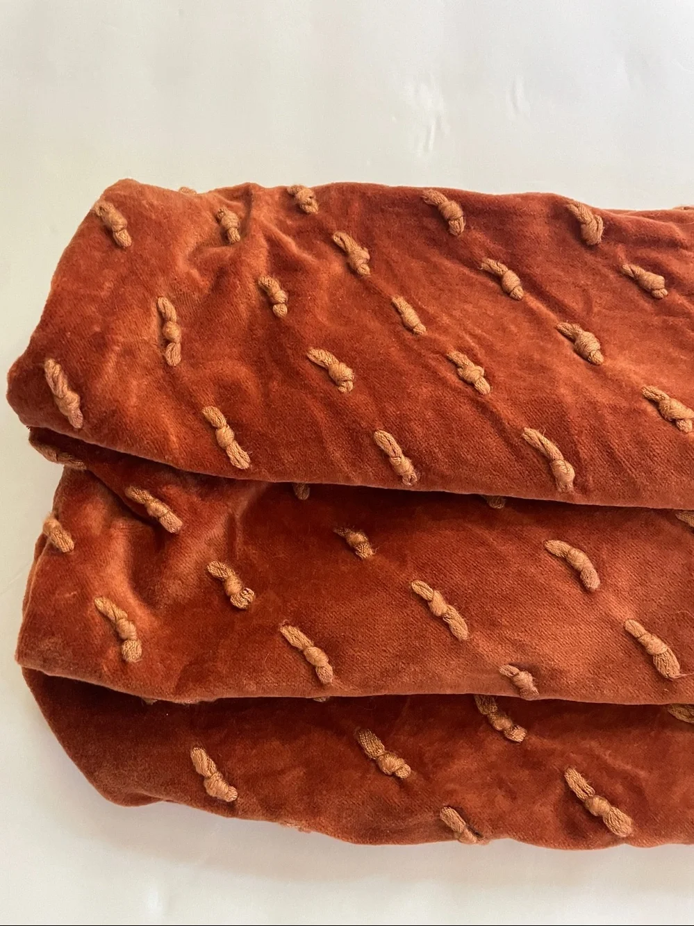 Square Accent Pillow COVER Rust Velvet & Cotton zippered INDIA 19”